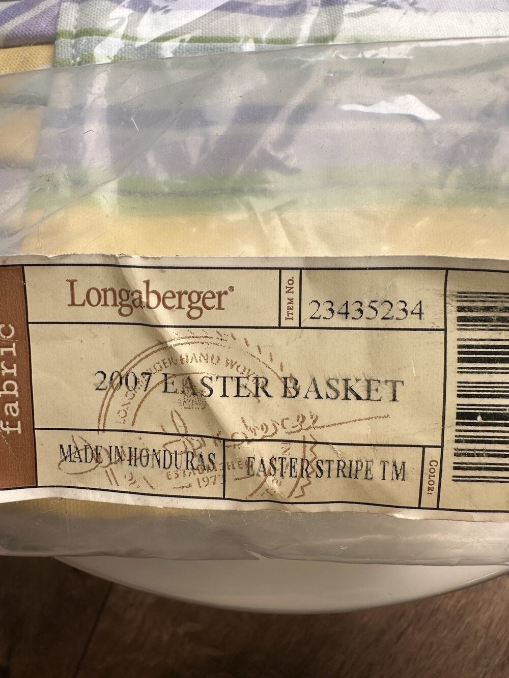Vintage Longaberger 2007 Easter Basket Liner In Easter Stripe New Pastel